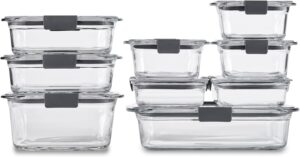 Rubbermaid Brilliance Glass Food Storage Containers, Assorted Sizes, Set of 9, BPA-Free, Leak-Proof, Clear 