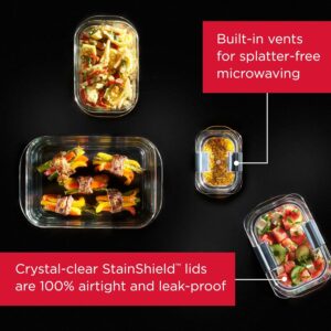 Rubbermaid Brilliance Glass Food Storage Containers, Assorted Sizes, Set of 9, BPA-Free, Leak-Proof, Clear 